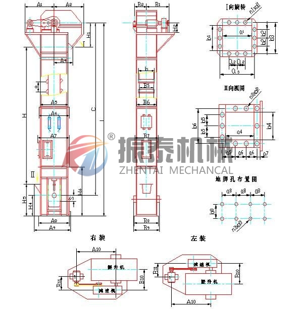 粉煤灰斗式提升机图纸参数